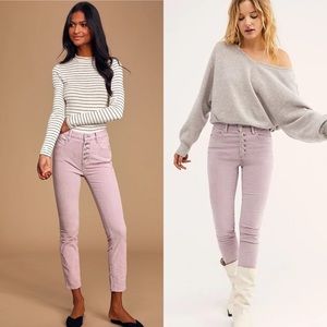 Free People Sun Chaser Cord Skinny Pants in Lilac